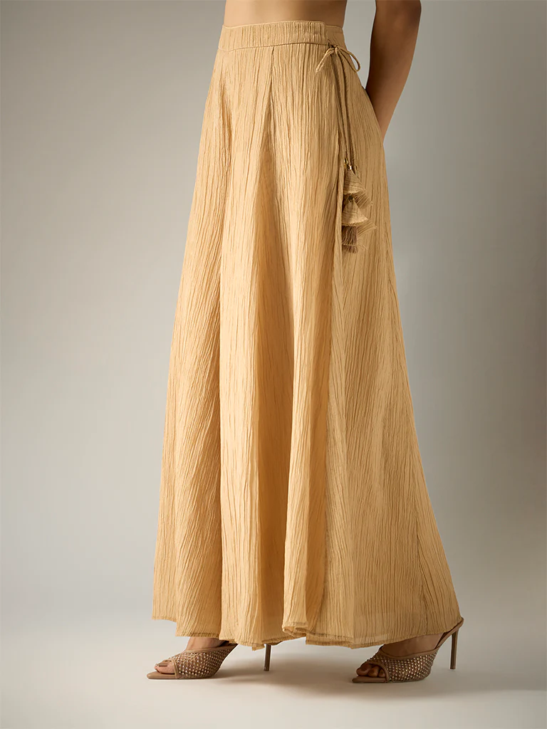 Crushed Tissue Palazzos – Gold
