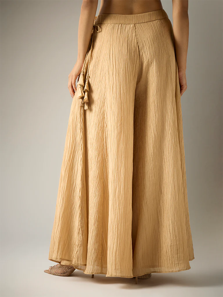 Crushed Tissue Palazzos – Gold - Image 4