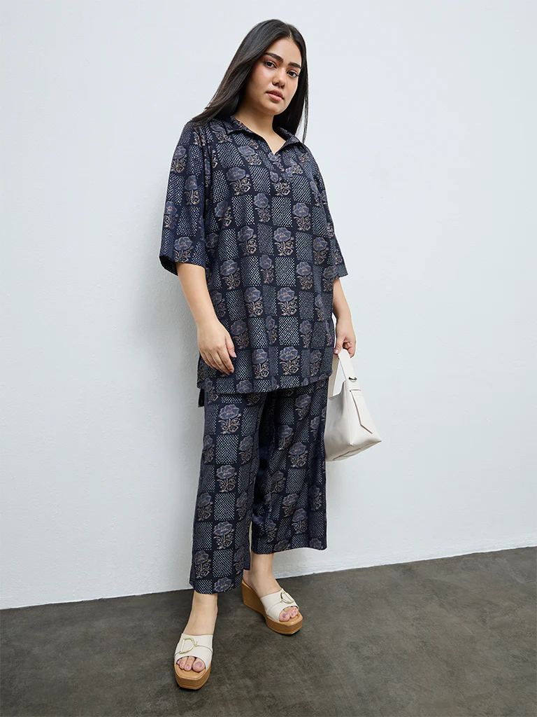 Diza Black Floral Design Ethnic Pants - Image 2