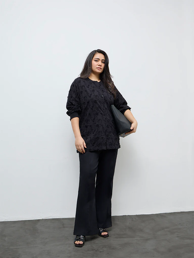 Diza Black Pipeline-Detailed Cotton-Blend Pants - Image 2