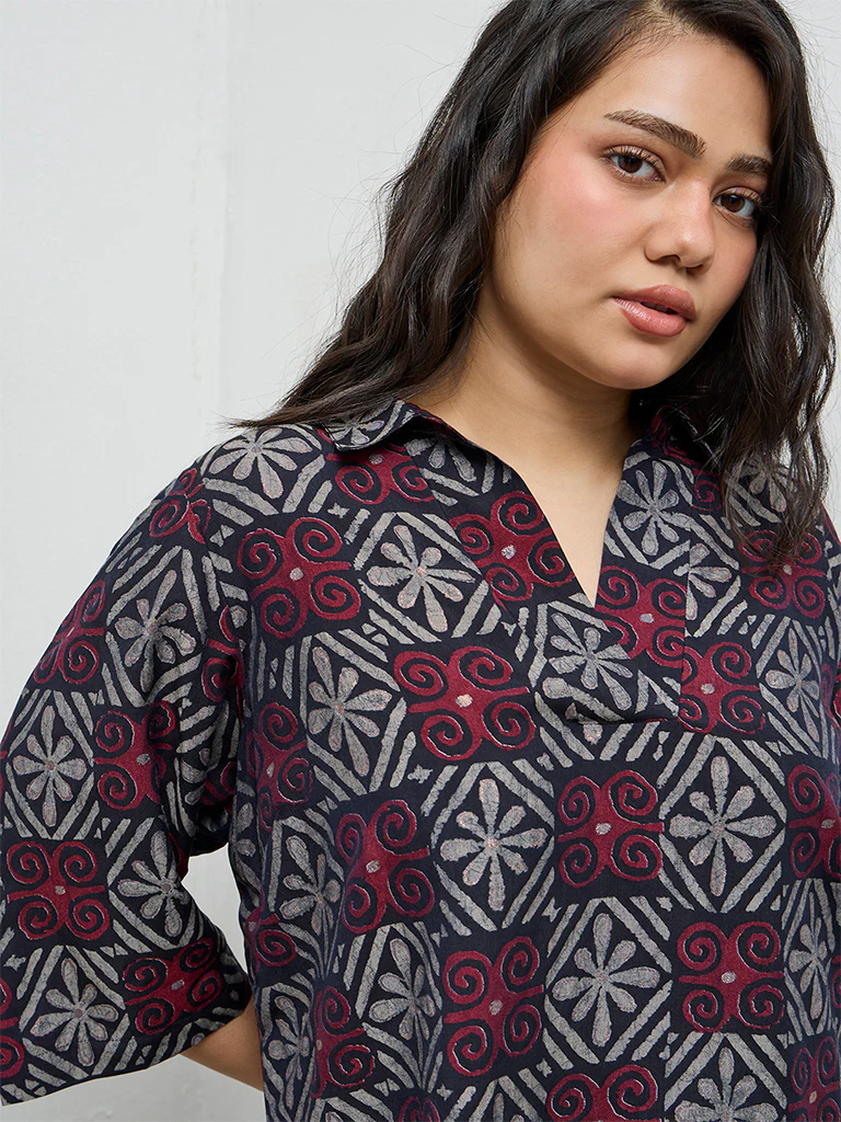 Diza Black Printed High-Low Tunic - Image 3
