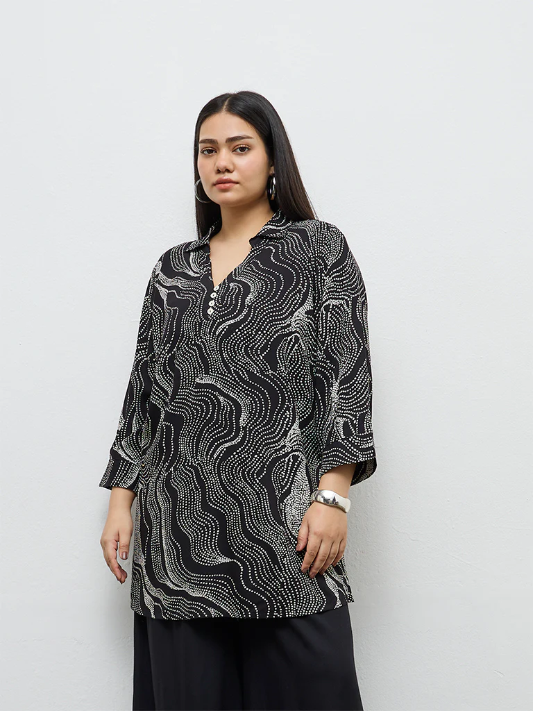 Diza Black Printed Tunic - Image 2