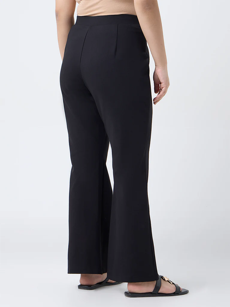 Diza Black Solid Flared Pants - Image 4