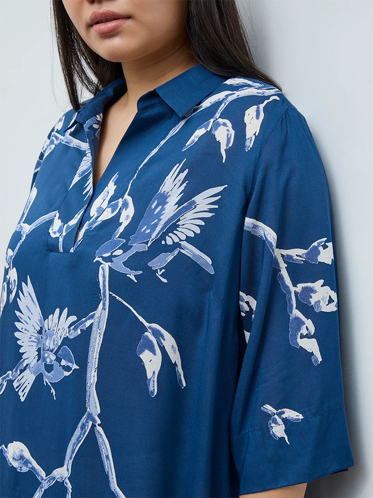 Diza Blue Printed Hi-Low Tunic - Image 2