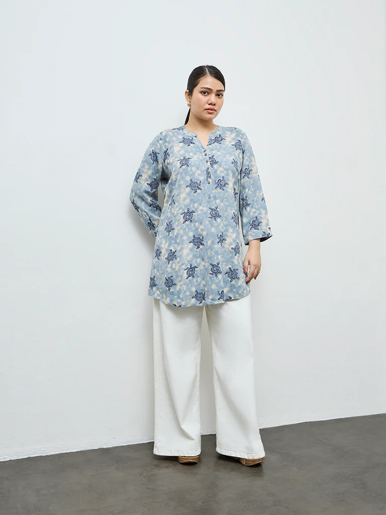 Diza Blue Printed Tunic - Image 2