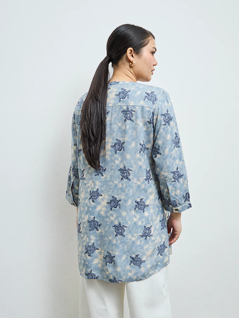 Diza Blue Printed Tunic - Image 4