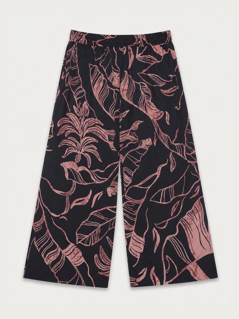 Diza Charcoal Leaf Pattern Palazzos - Image 5