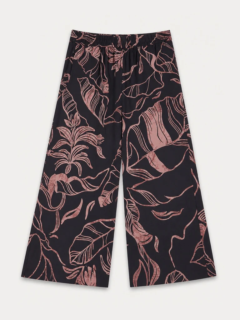 Diza Charcoal Leaf Pattern Palazzos - Image 6