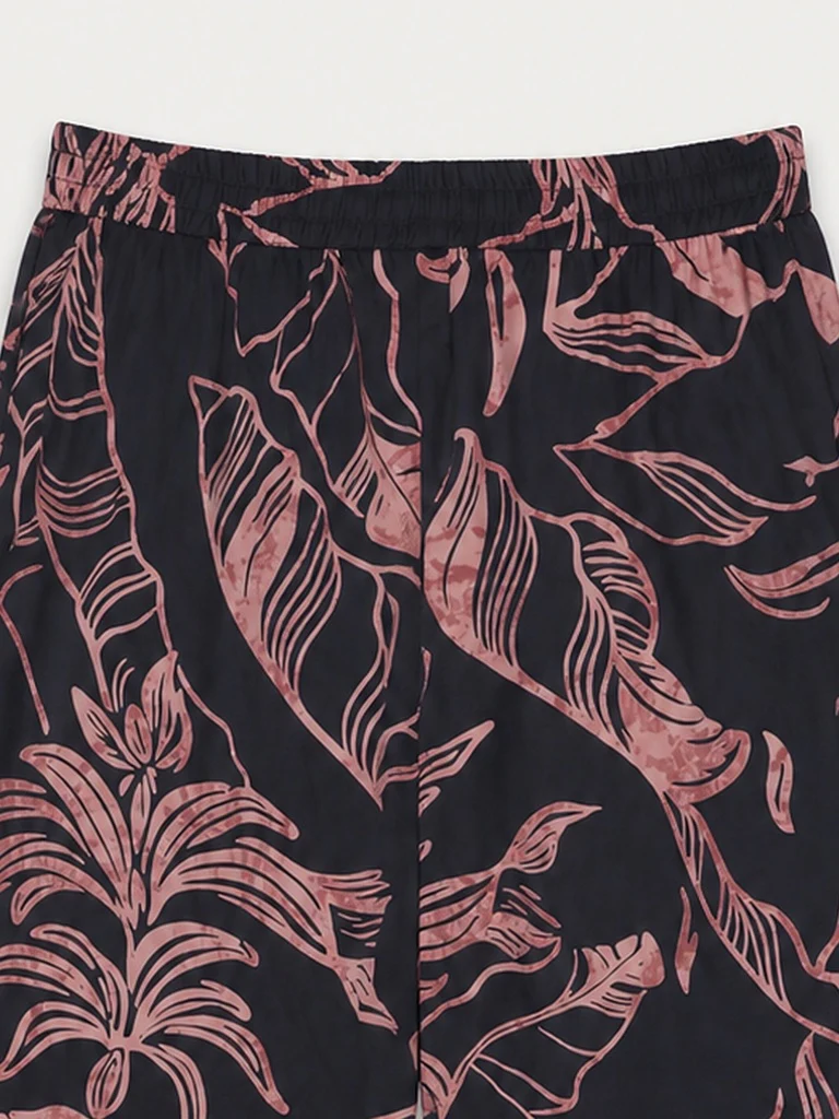 Diza Charcoal Leaf Pattern Palazzos - Image 7