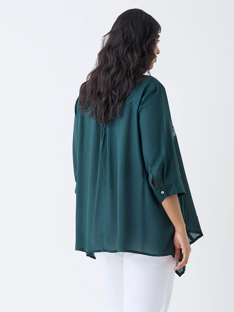 Diza Green Floral Embellished Tunic - Image 4