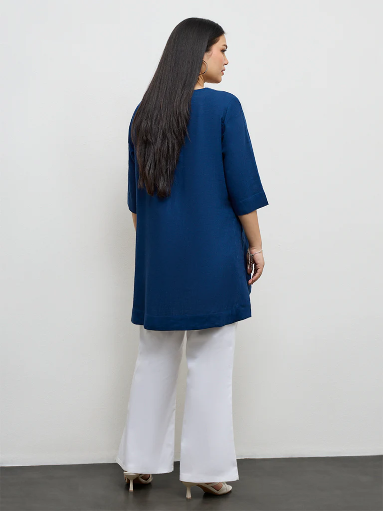 Diza Indigo Embroidered Tunic - Image 4