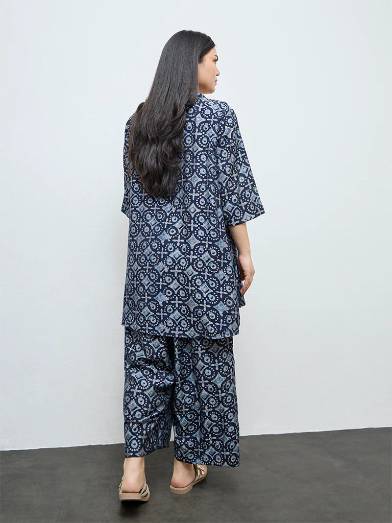 Diza Indigo Printed High-Low Tunic - Image 4