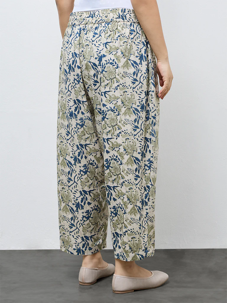 Diza Light Taupe Botanical Printed Pants - Image 4