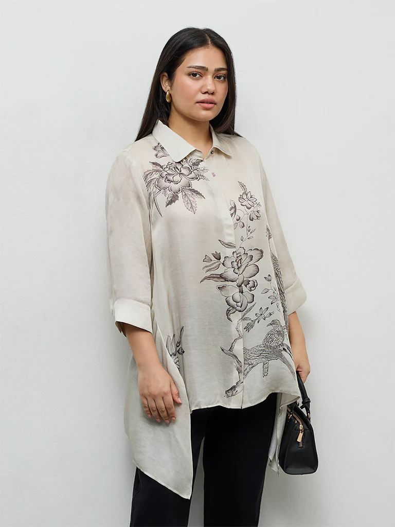 Diza Light Taupe Nature-Inspired Tunic