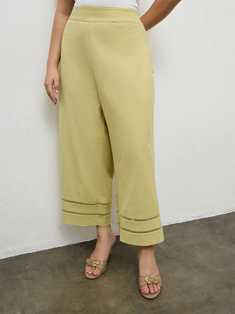 Diza Lime Embroidered Pants