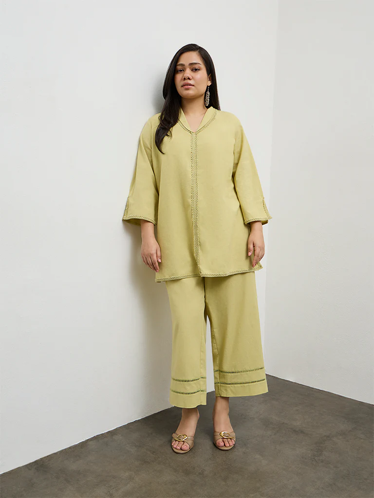 Diza Lime Embroidered Tunic - Image 2