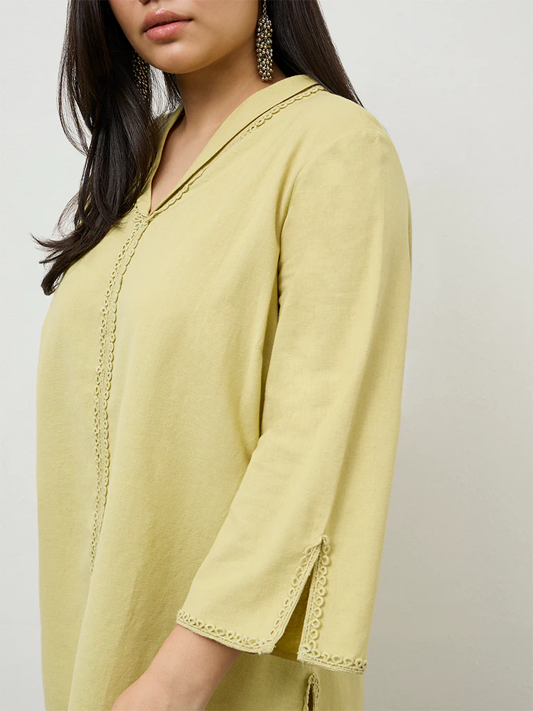 Diza Lime Embroidered Tunic - Image 3
