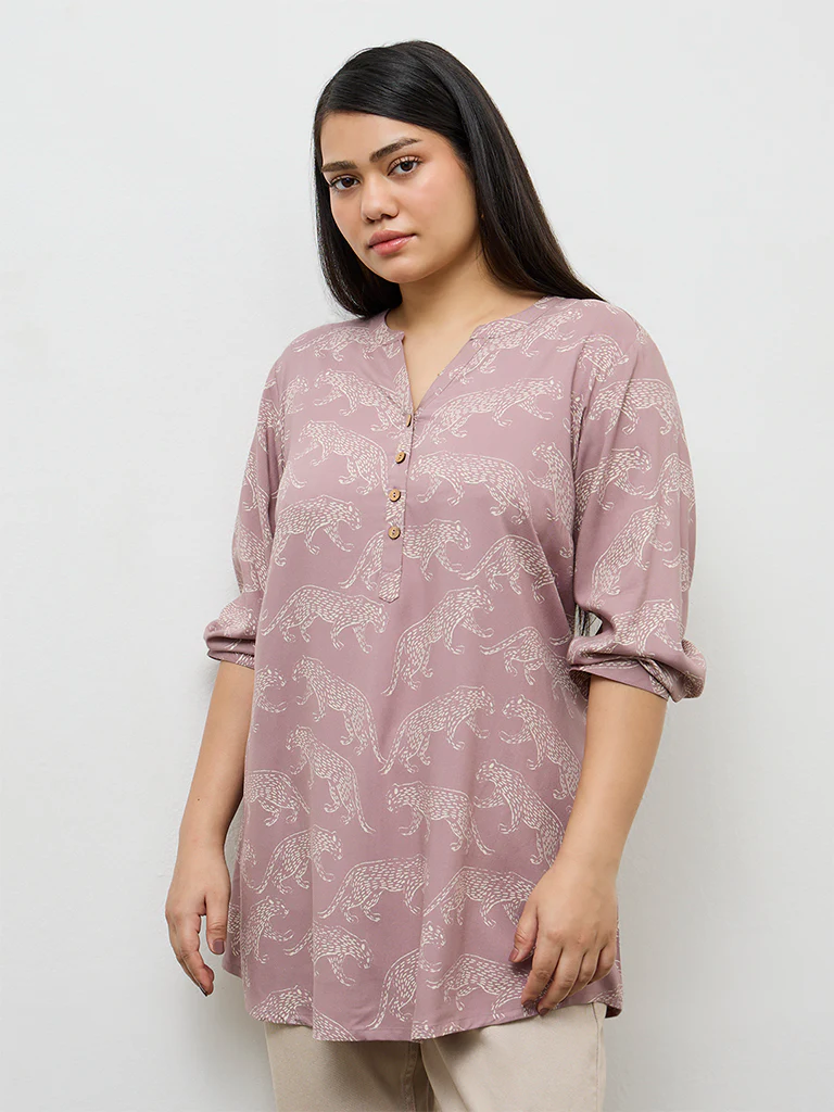 Diza Mauve Animal Printed Tunic