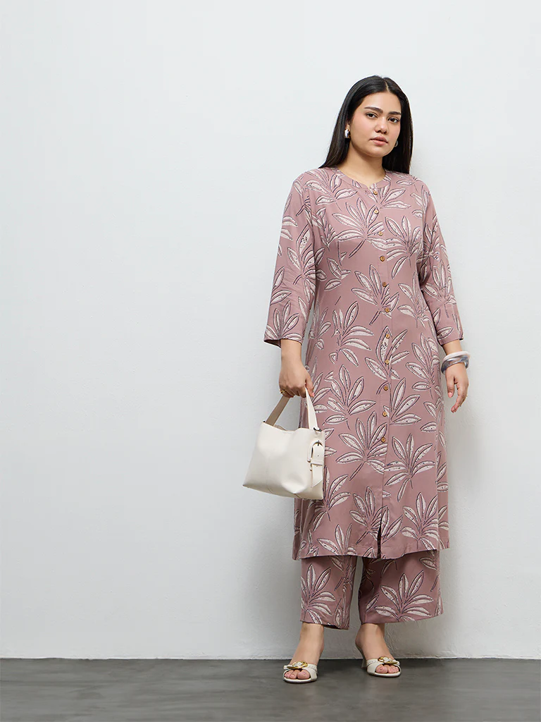 Diza Mauve Botanical Printed Ethnic Pants - Image 2