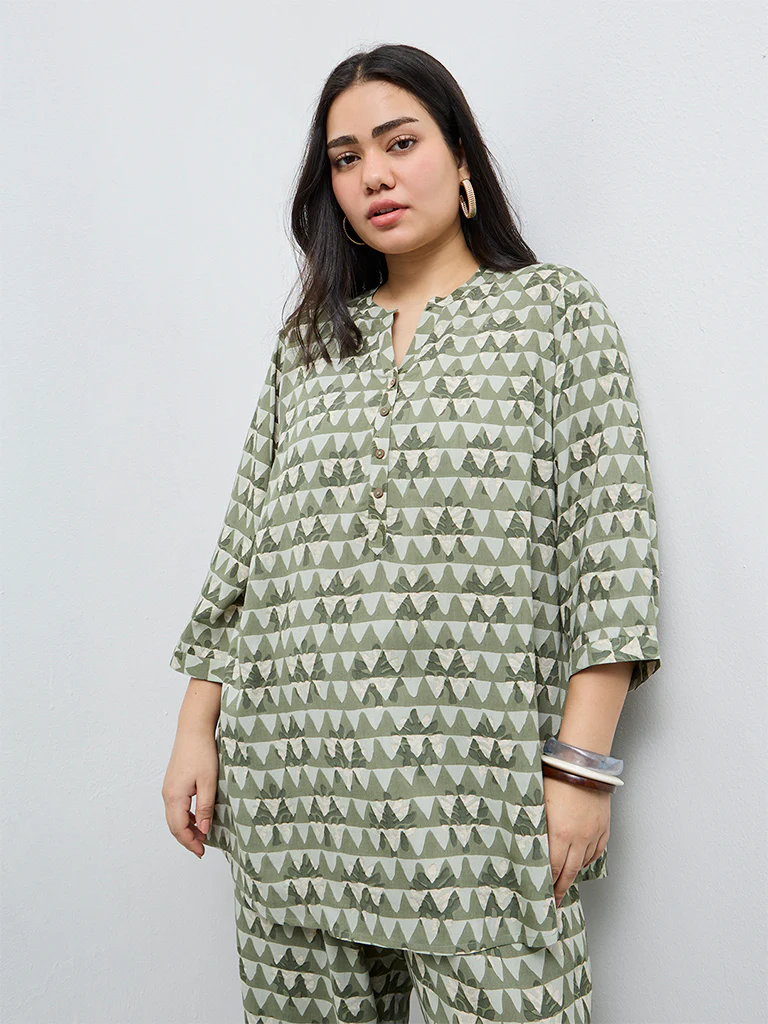 Diza Mint Geometric Printed Tunic