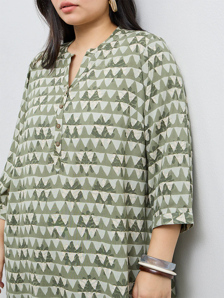 Diza Mint Geometric Printed Tunic - Image 3