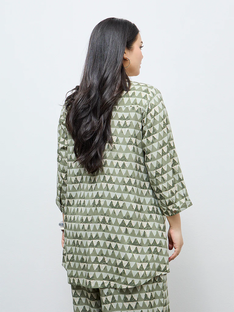 Diza Mint Geometric Printed Tunic - Image 4