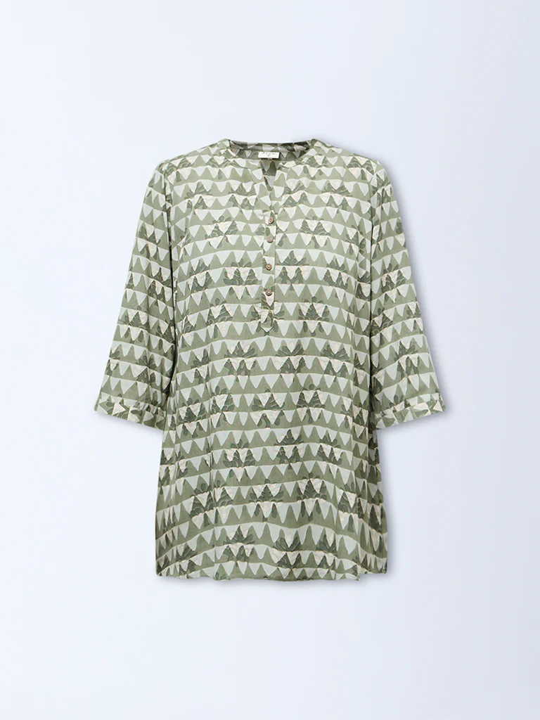 Diza Mint Geometric Printed Tunic - Image 5