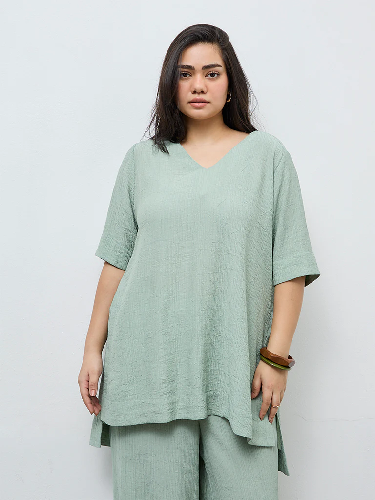 Diza Mint Textured High-Low Tunic