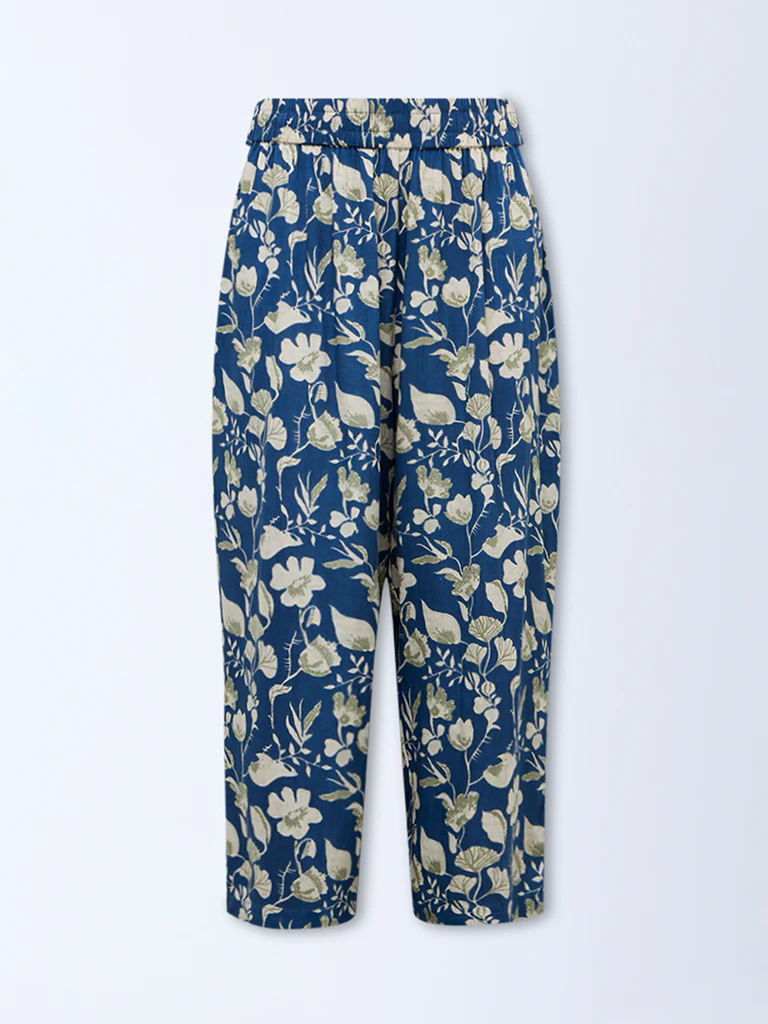 Diza Navy Floral Printed Pants - Image 5