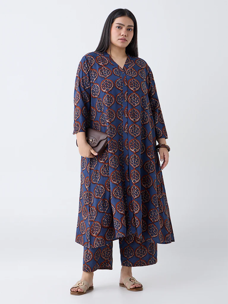Diza Navy Printed Ethnic Pants - Image 2