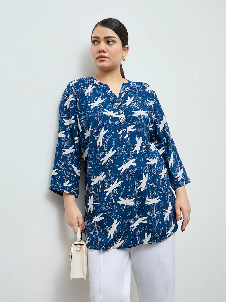 Diza Navy Printed Tunic