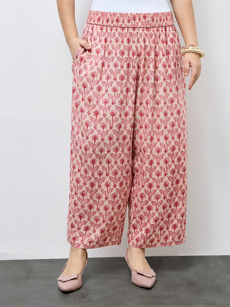 Diza Pink Floral Printed Pants