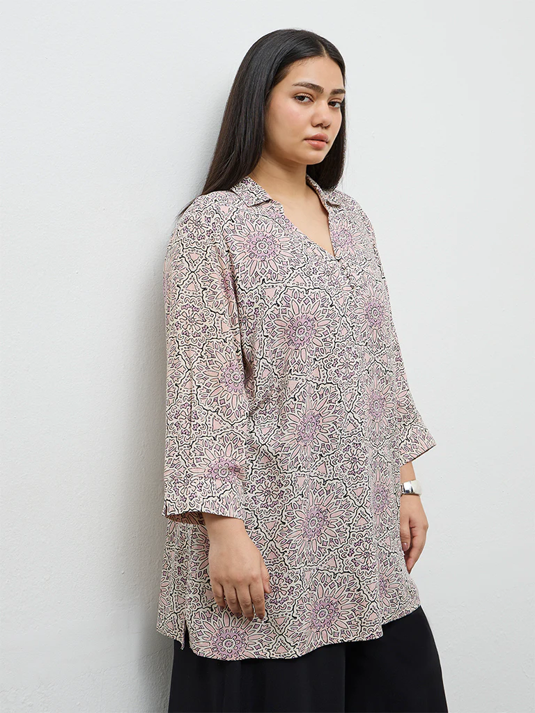 Diza Pink Printed Tunic - Image 2