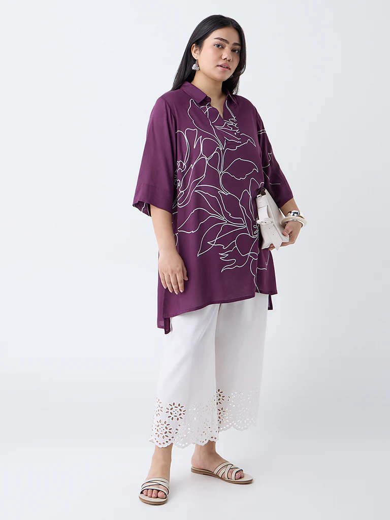 Diza Plum Floral Design Tunic