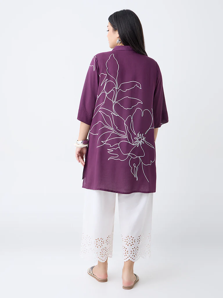 Diza Plum Floral Design Tunic - Image 4