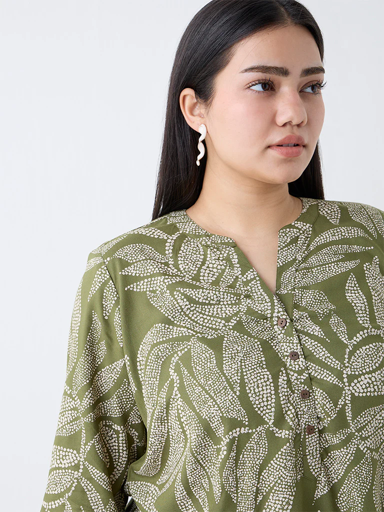 Diza Sage Leaf Printed Tunic - Image 3