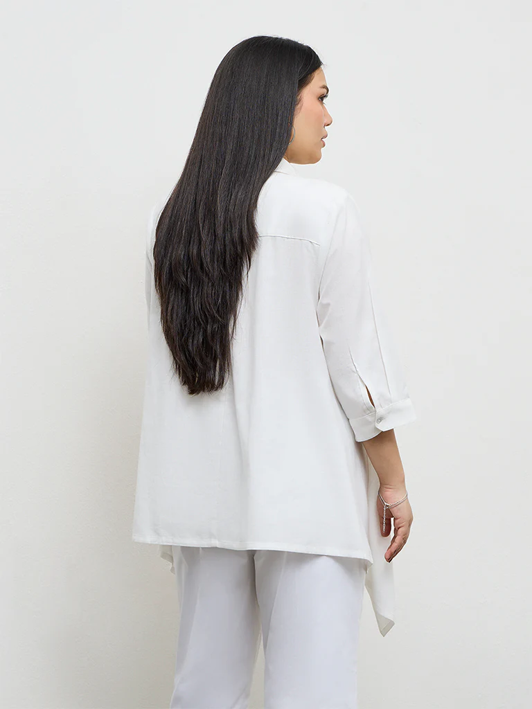 Diza White Bird Embroidered Cotton-Blend Tunic - Image 4