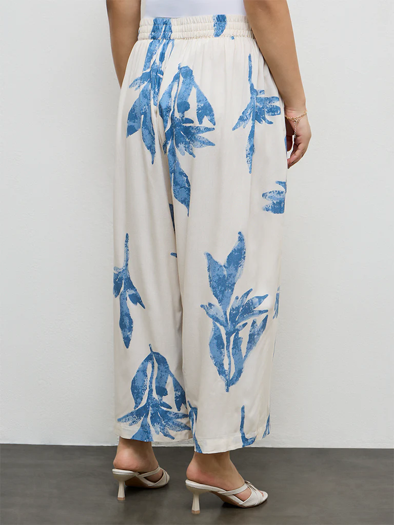 Diza White Foliage Pattern Palazzos - Image 4