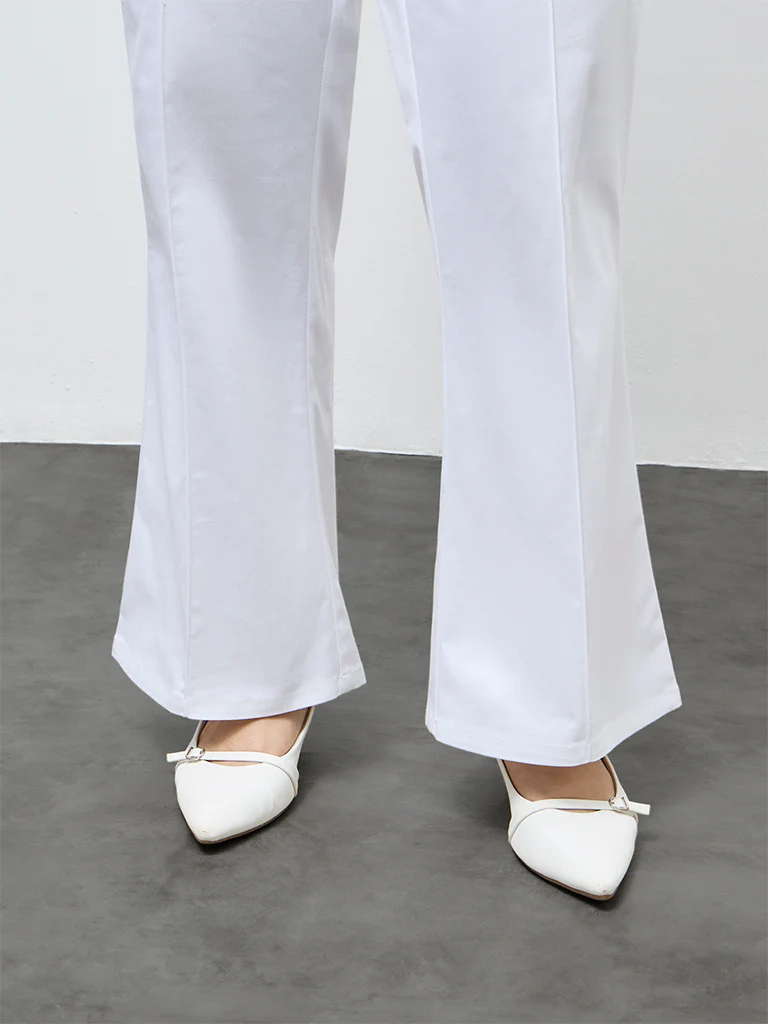Diza White Pipeline-Detailed Cotton-Blend Pants - Image 3