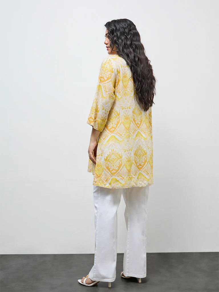 Diza Yellow Botanical Printed Tunic - Image 4