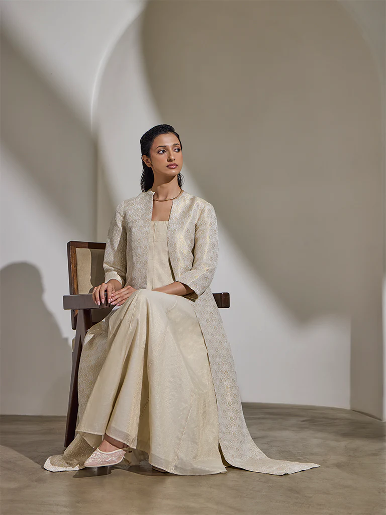 Dress with Brocade Jacket – Cream