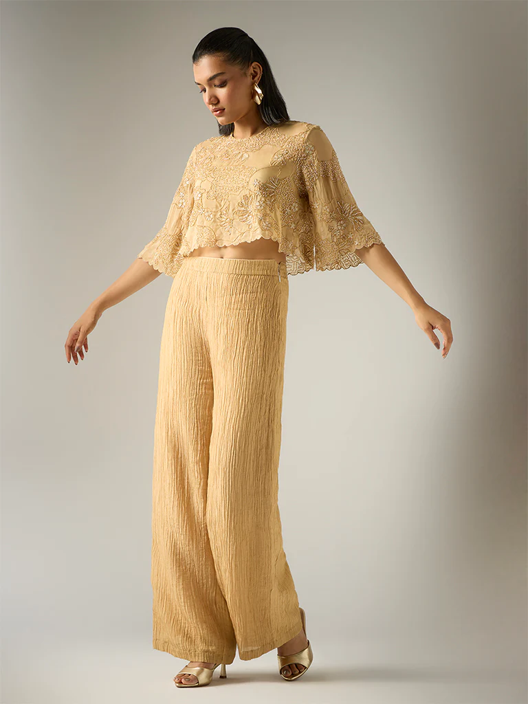 Embellished Crop Top – Gold - Image 2