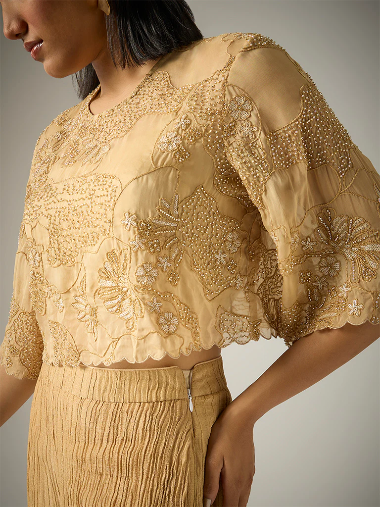 Embellished Crop Top – Gold - Image 3