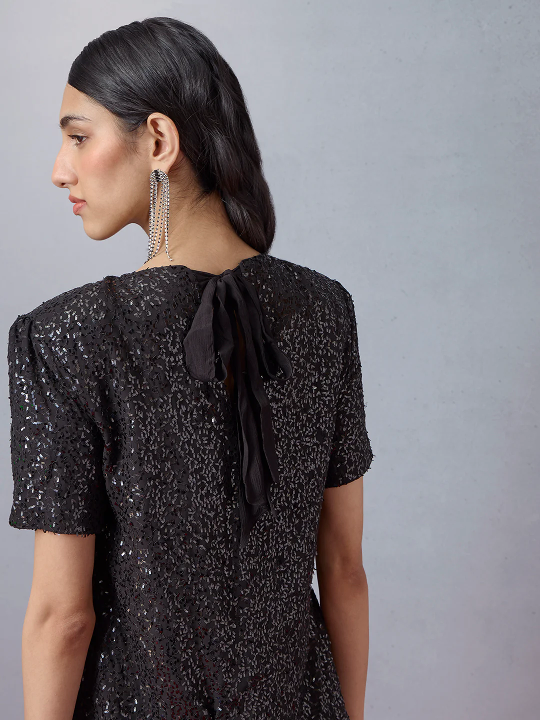 Embellished Mini Dress - Black - Image 3