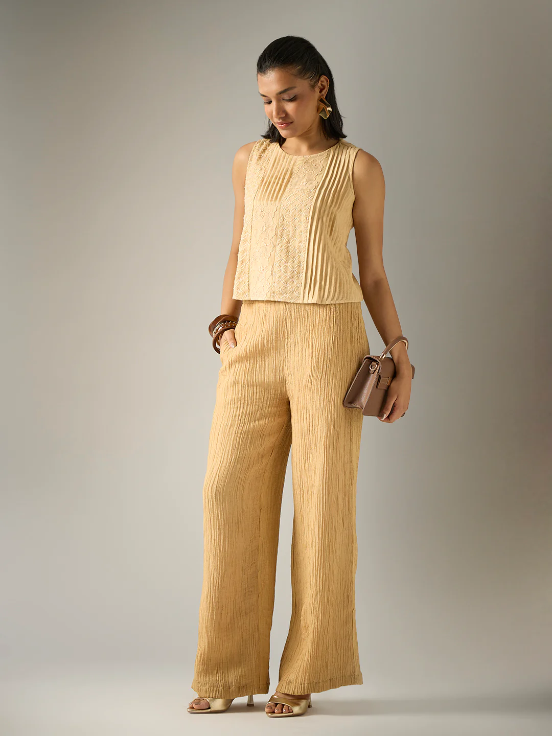Embroidered Co-ord Set – Gold