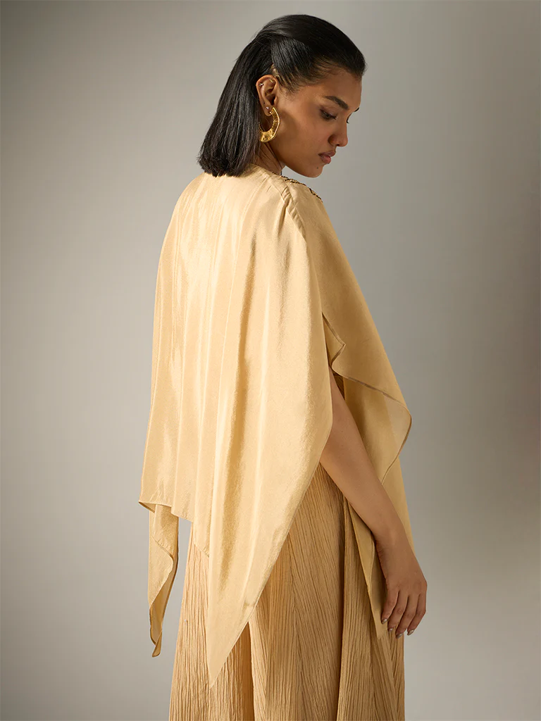 Embroidered Kaftan Top – Gold - Image 4