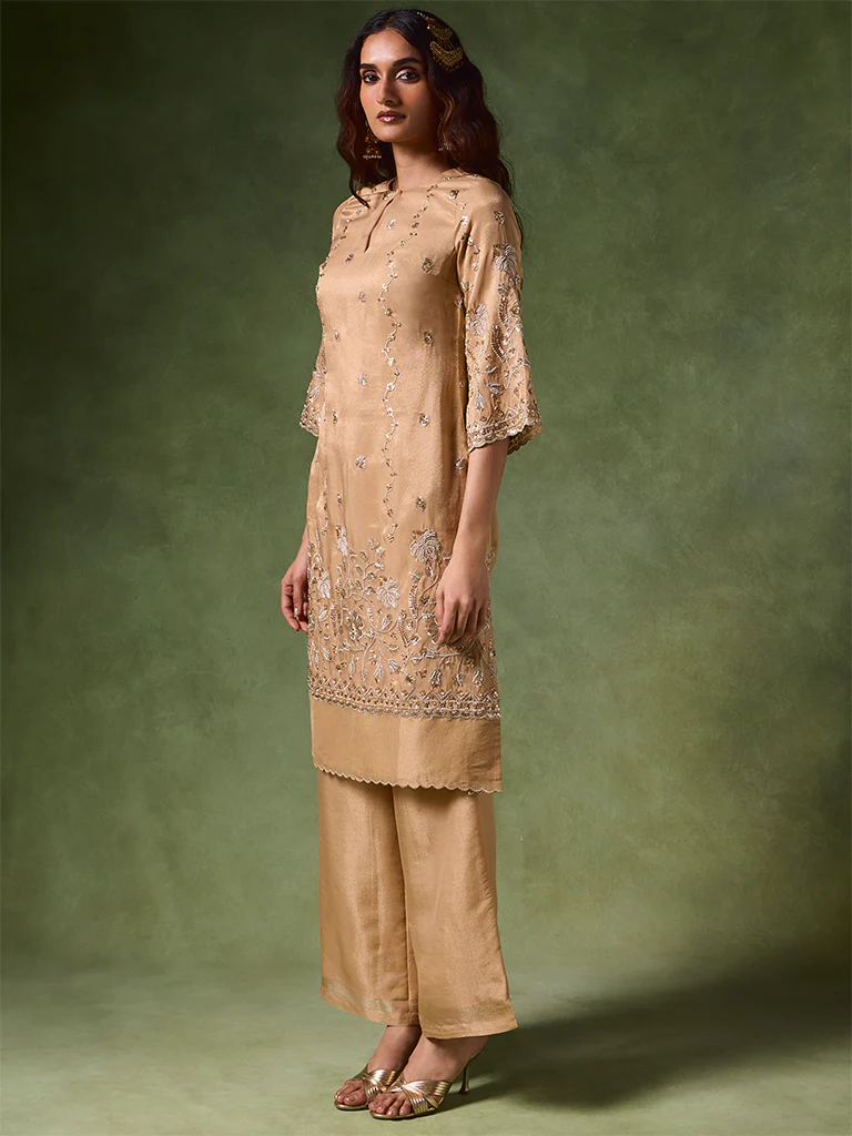 Embroidered Kurta Set – Gold - Image 2