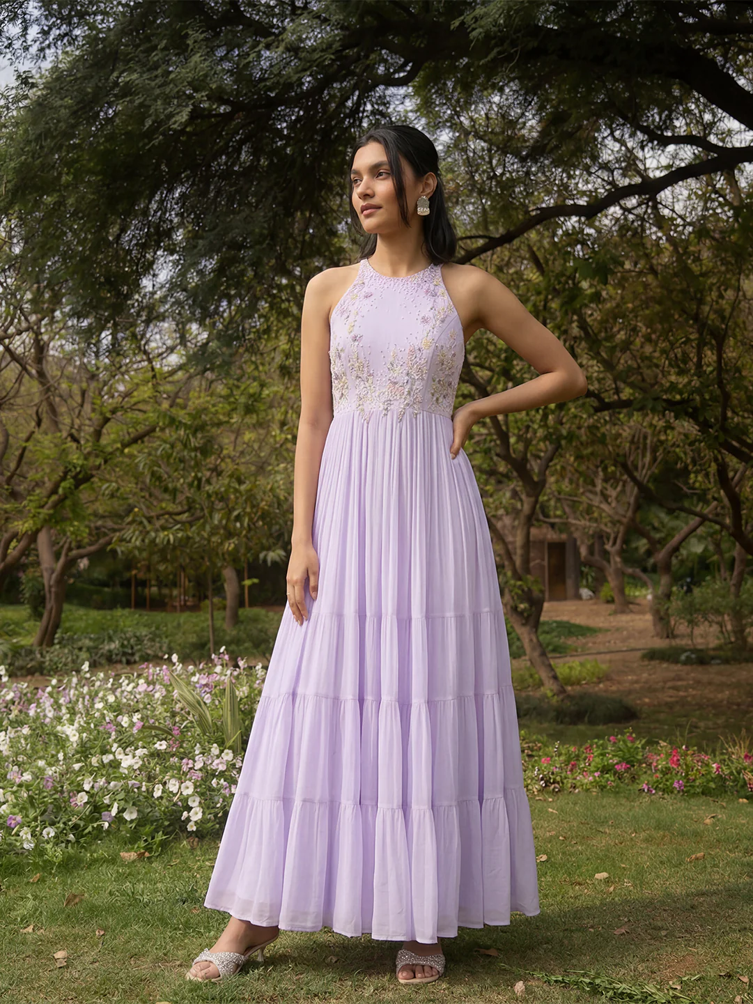Embroidered Maxi Dress – Lavender - Image 5