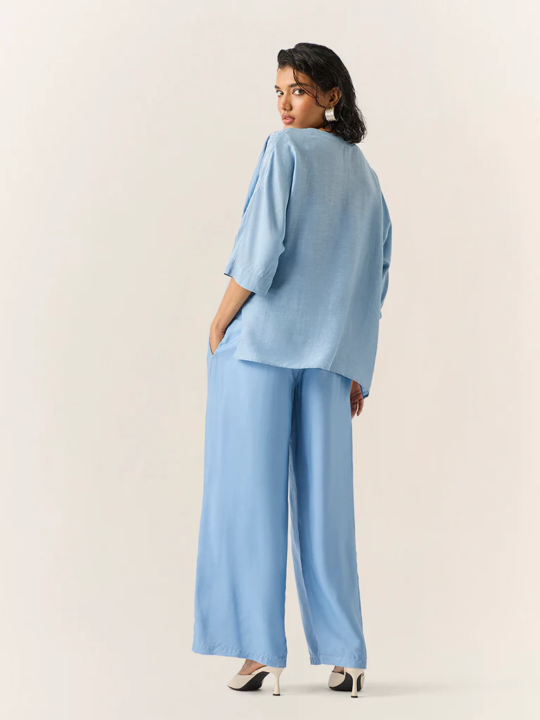 Embroidered Top – Blue - Image 4