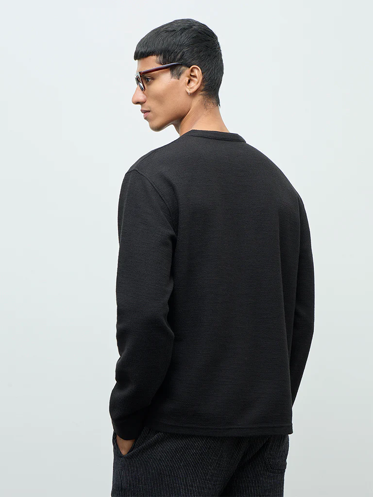 ETA Black Criss-Cross Relaxed-Fit Cotton-Blend T-Shirt - Image 5